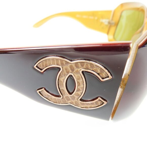 RARE CHANEL CC Vintage Logo Mother of Pearl Sunglasses 6022-Q Brown Amber - Picture 4 of 10